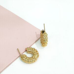 Stainless Steel Earrings Woven Textured Polka Dots Good Quality No Change Color For Women Girls BS24110050