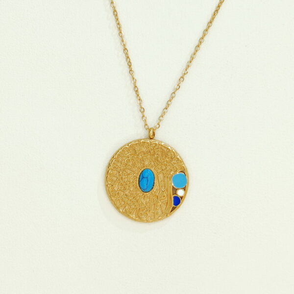 Stainless Steel Necklaces Round With Stone Arabic Islam Muslim  Good Quality No Change Color For Women Girls AS241102004