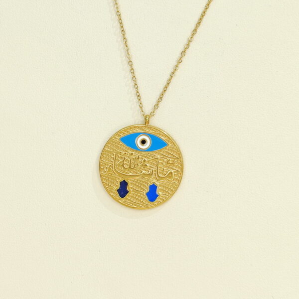 Stainless Steel Necklaces Round With Devil'S Eye Arabic Islam Muslim  Good Quality No Change Color For Women Girls AS241102008