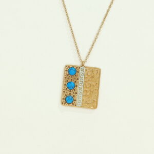 Stainless Steel Necklaces Rectangle With Stone Arabic Islam Muslim  Good Quality No Change Color For Women Girls AS241102012
