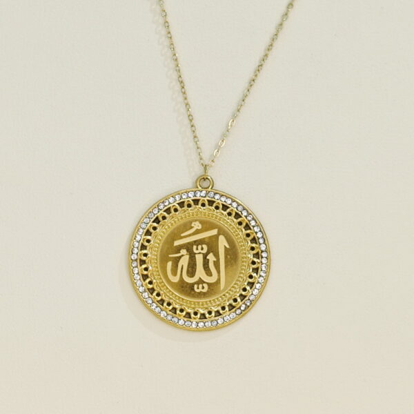 Stainless Steel Necklaces Round With Character Arabic Islam Muslim  Good Quality No Change Color For Women Girls AS241102021