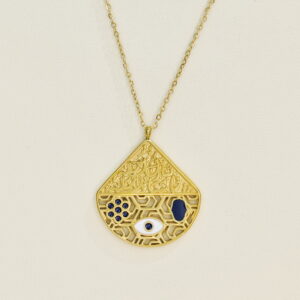 Stainless Steel Necklaces Fan Shaped Devil'S Eye Arabic Islam Muslim Good Quality No Change Color For Women Girls AS241102026