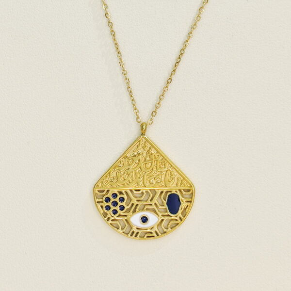 Stainless Steel Necklaces Fan Shaped Devil'S Eye Arabic Islam Muslim  Good Quality No Change Color For Women Girls AS241102026