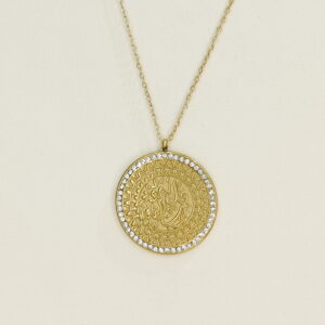 Stainless Steel Necklaces Round With Character  Arabic Islam Muslim  Good Quality No Change Color For Women Girls AS241102034