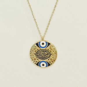 Stainless Steel Necklaces Round With Devil'S Eye Arabic Islam Muslim  Good Quality No Change Color For Women Girls AS241102035