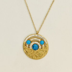 Stainless Steel Necklaces Round With Stone Arabic Islam Muslim  Good Quality No Change Color For Women Girls AS241102036