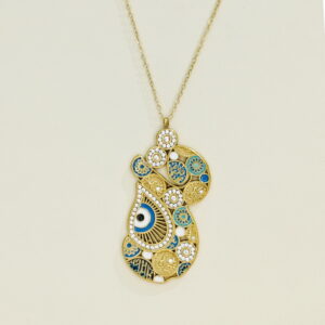 Stainless Steel Necklaces Moon Devil'S Eye Arabic Islam Muslim Good Quality No Change Color For Women Girls AS241102037