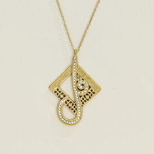 Stainless Steel Necklaces Square Musical Note Arabic Islam Muslim  Good Quality No Change Color For Women Girls AS241102040