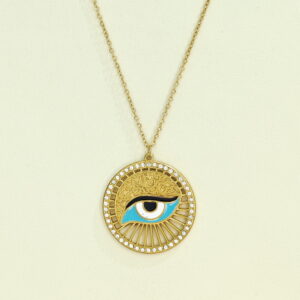 Stainless Steel Necklaces Round Devil'S Eye Arabic Islam Muslim Good Quality No Change Color For Women Girls AS241102049