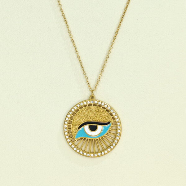 Stainless Steel Necklaces Round Devil'S Eye Arabic Islam Muslim  Good Quality No Change Color For Women Girls AS241102049