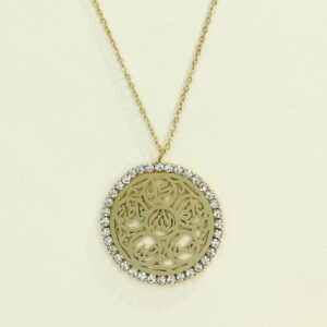 Stainless Steel Necklaces Round Fretwork Arabic Islam Muslim Good Quality No Change Color For Women Girls AS241102050