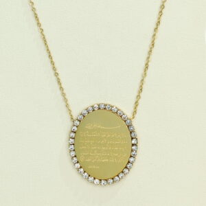 Stainless Steel Necklaces Oval With Crastals Arabic Islam Muslim Good Quality No Change Color For Women Girls AS241102051