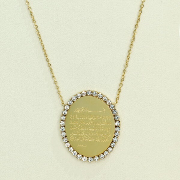 Stainless Steel Necklaces Oval With Crastals Arabic Islam Muslim  Good Quality No Change Color For Women Girls AS241102051
