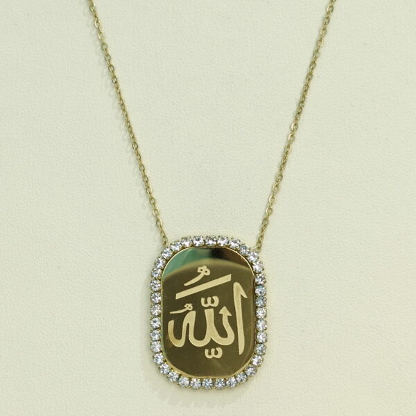 Stainless Steel Necklaces Rectangular Characters Arabic Islam Muslim  Good Quality No Change Color For Women Girls AS241102054
