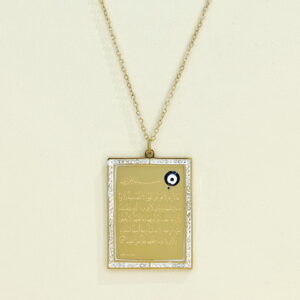 Stainless Steel Necklaces Rectangular Devil'S Eye Arabic Islam Muslim Good Quality No Change Color For Women Girls AS241102055