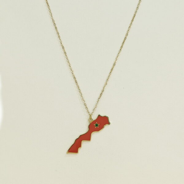 Stainless Steel Necklaces  Map Of Morocco Arabic Islam Muslim  Good Quality No Change Color For Women Girls AS241106001