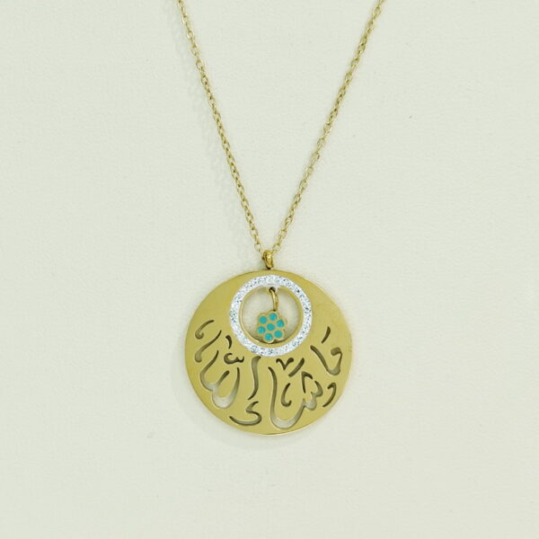 Stainless Steel Necklaces  Round Hollowed Arabic Islam Muslim  Good Quality No Change Color For Women Girls AS241106009