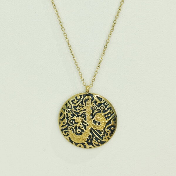 Stainless Steel Necklaces  Black Round Characters Arabic Islam Muslim  Good Quality No Change Color For Women Girls AS241106011