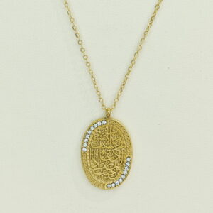 Stainless Steel Necklaces  Oval With Veined Arabic Islam Muslim  Good Quality No Change Color For Women Girls AS241106014