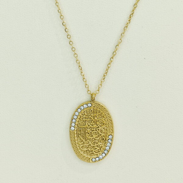 Stainless Steel Necklaces  Oval With Veined Arabic Islam Muslim  Good Quality No Change Color For Women Girls AS241106014