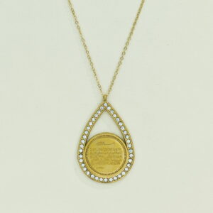 Stainless Steel Necklaces Water Drop Embedded Circle Arabic Islam Muslim Good Quality No Change Color For Women Girls AS241106021