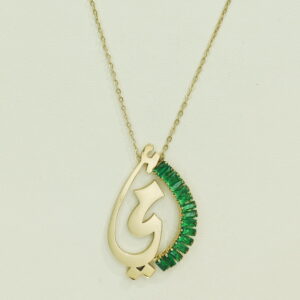 Stainless Steel Necklaces Geometric Emerald Color Arabic Islam Muslim Good Quality No Change Color For Women Girls AS241106028