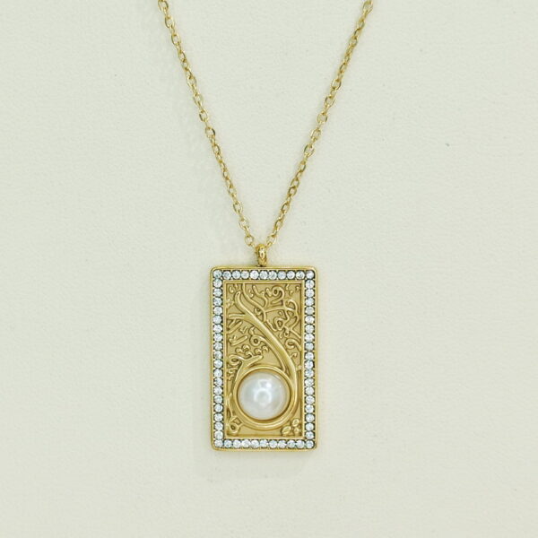 Stainless Steel Necklaces  Rectangle With Pearl Arabic Islam Muslim  Good Quality No Change Color For Women Girls AS241106035