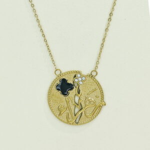 Stainless Steel Necklaces Textured Round Arabic Islam Muslim Good Quality No Change Color For Women Girls AS241106037