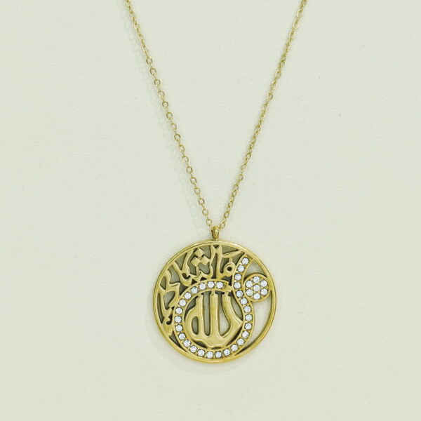 Stainless Steel Necklaces  Crystals/Zirconia Openwork Arabic Islam Muslim  Good Quality No Change Color For Women Girls AS241106039