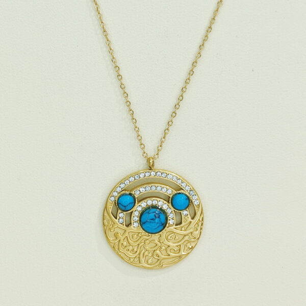 Stainless Steel Necklaces  Sketched Round With Stone Arabic Islam Muslim  Good Quality No Change Color For Women Girls AS241106041