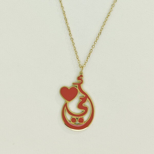 Stainless Steel Necklaces  Geometric Red Love Heart Arabic Islam Muslim  Good Quality No Change Color For Women Girls AS241106076