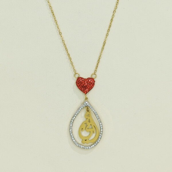 Stainless Steel Necklaces  Waterdrop Red Heart Love Arabic Islam Muslim  Good Quality No Change Color For Women Girls AS241108001
