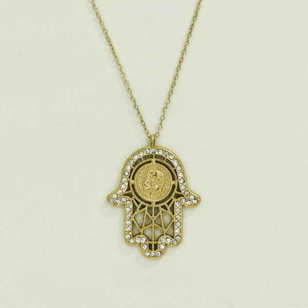 Stainless Steel Necklaces  Hallowed Palm Arabic Islam Muslim  Good Quality No Change Color For Women Girls AS241108002