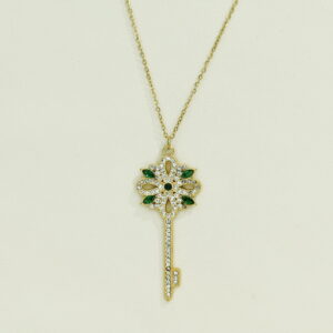 Stainless Steel Necklaces  Key With Crystals/Zirconias Arabic Islam Muslim  Good Quality No Change Color For Women Girls AS241108008