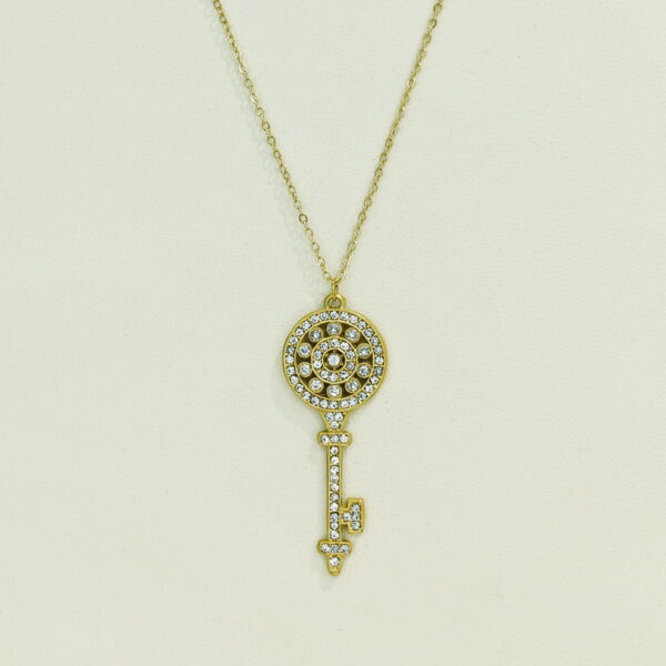 Stainless Steel Necklaces  Key With Crystals/Zirconias Arabic Islam Muslim  Good Quality No Change Color For Women Girls AS241108015