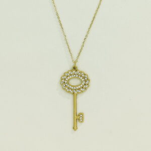 Stainless Steel Necklaces  Key With Crystals/Zirconias Arabic Islam Muslim  Good Quality No Change Color For Women Girls AS241108018