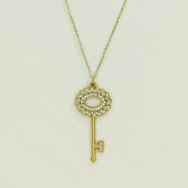 Stainless Steel Necklaces  Key With Crystals/Zirconias Arabic Islam Muslim  Good Quality No Change Color For Women Girls AS241108018