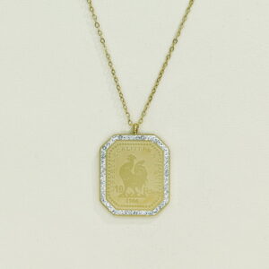 Stainless Steel Necklaces Square Shape With Rooster Arabic Islam Muslim Good Quality No Change Color For Women Girls AS241108021