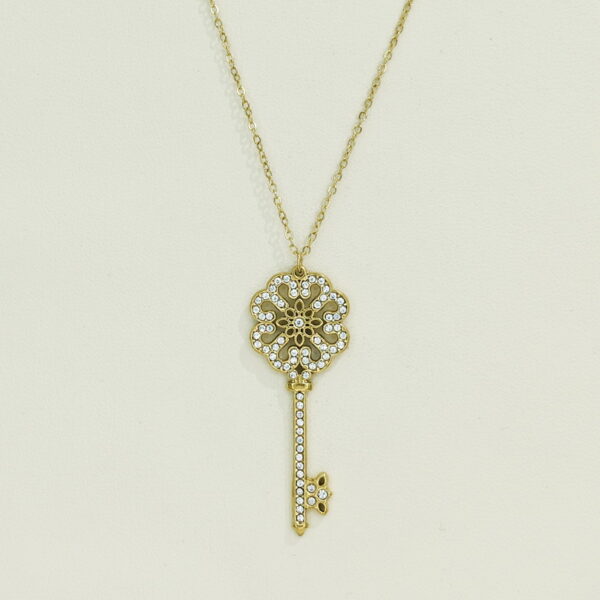 Stainless Steel Necklaces  Key With Crystals/Zirconias Arabic Islam Muslim  Good Quality No Change Color For Women Girls AS241108025
