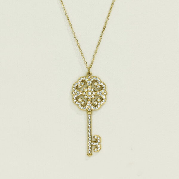 Stainless Steel Necklaces  Key With Crystals/Zirconias Arabic Islam Muslim  Good Quality No Change Color For Women Girls AS241108027