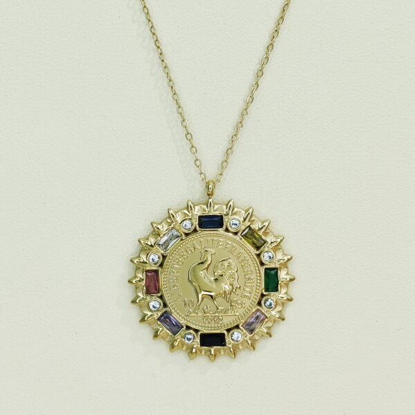 Stainless Steel Necklaces   Roosters Medals Arabic Islam Muslim  Good Quality No Change Color For Women Girls AS241108039