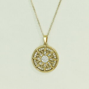 Stainless Steel Necklaces  Round Sun Smile Arabic Islam Muslim  Good Quality No Change Color For Women Girls AS241108044