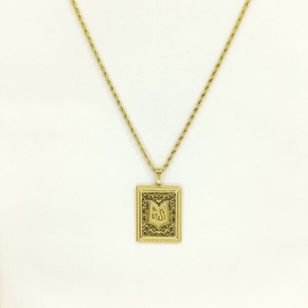 Stainless Steel Necklaces  Rectangle Shape Arabic Islam Muslim  Good Quality No Change Color For Women Girls AS241216003
