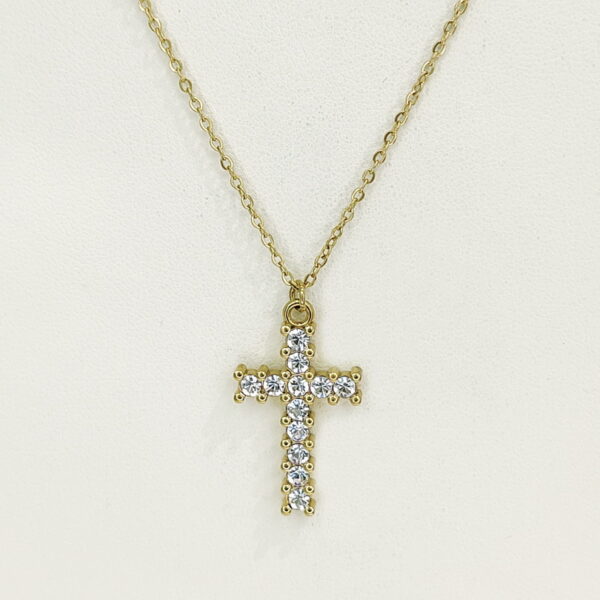 Stainless Steel Necklaces  Crucifixion Cross With Crystals/Zirconia  Arabic Islam Muslim  Good Quality No Change Color For Women Girls AS241216046