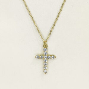 Stainless Steel Necklaces  Crucifixion Cross With Crystals/Zirconia  Arabic Islam Muslim  Good Quality No Change Color For Women Girls AS241216049
