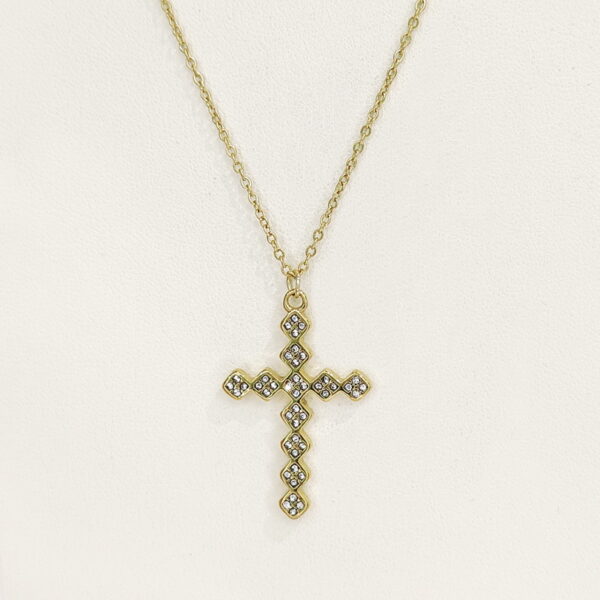 Stainless Steel Necklaces  Crucifixion Cross With Crystals/Zirconia  Arabic Islam Muslim  Good Quality No Change Color For Women Girls AS241216052