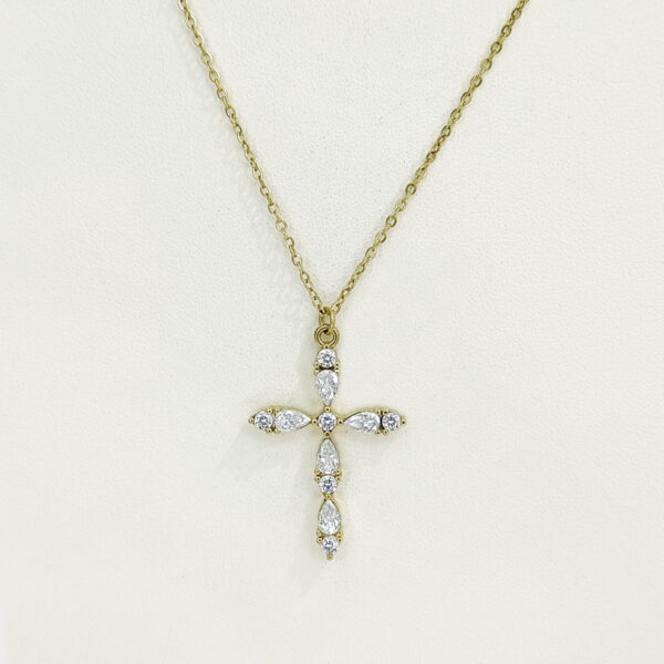 Stainless Steel Necklaces  Crucifixion Cross With Crystals/Zirconia  Arabic Islam Muslim  Good Quality No Change Color For Women Girls AS241216058