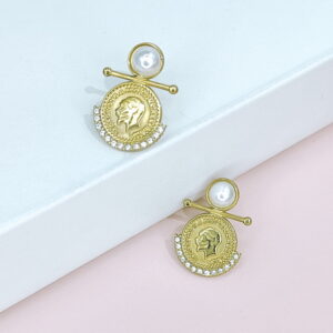 Stainless Steel Earrings Geometric Smooth Round Shape with Pearl Good Quality No Change Color For Women Girls BS241216037