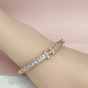 Copper Bangles Bracelets H Shape Zircon Good Quality No Change Color For Women Girls CC24110003