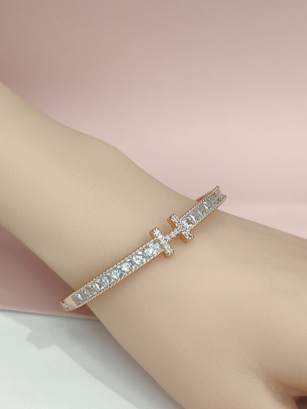 Copper Bangles Bracelets H Shape Zircon Good Quality No Change Color For Women Girls CC24110003